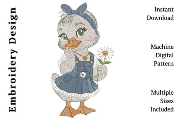 Cute Duck Baby Girl with Daisy Embroidery Review