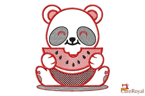 Cute Panda Kawaii with Watermelon Embroidery Review