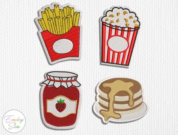 Fast Food Embroidered Patches Set
