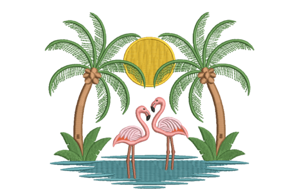 Flamingo Tropical Sunset Embroidery Review